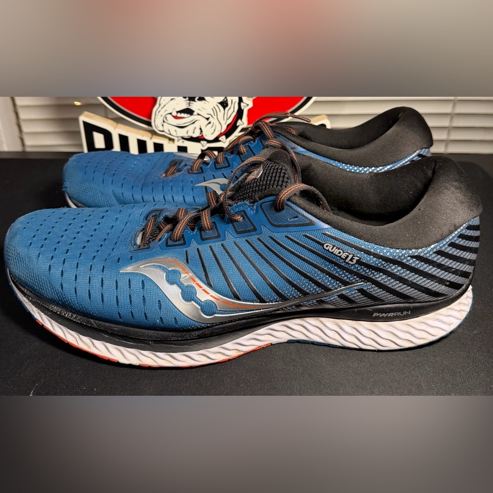 Saucony Mens Guide 13 S20548 Orange Blue Running Shoes Sneakers Size 15